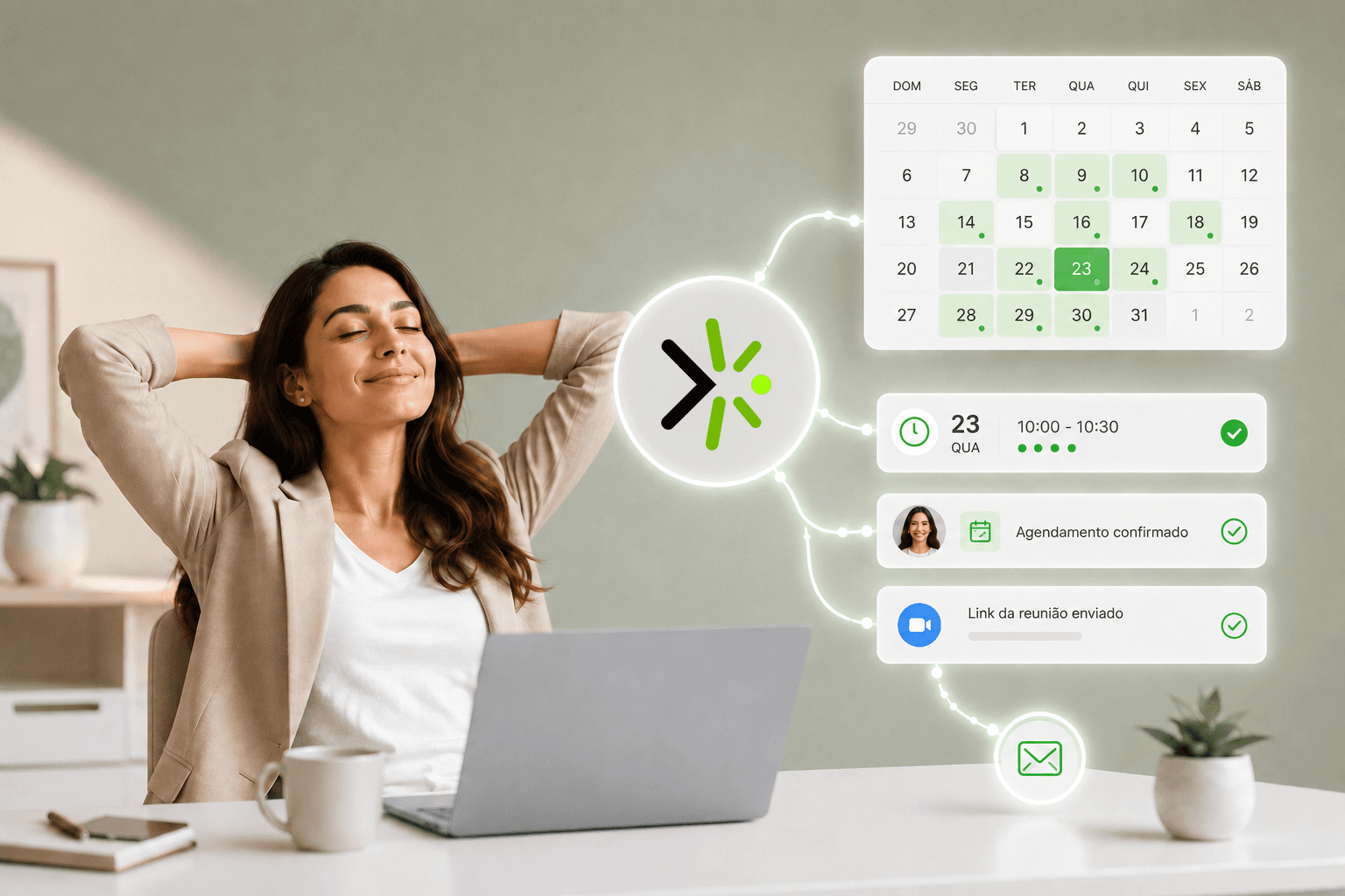 Inteligência Artificial consultando horários livres e agendando compromissos no calendário
