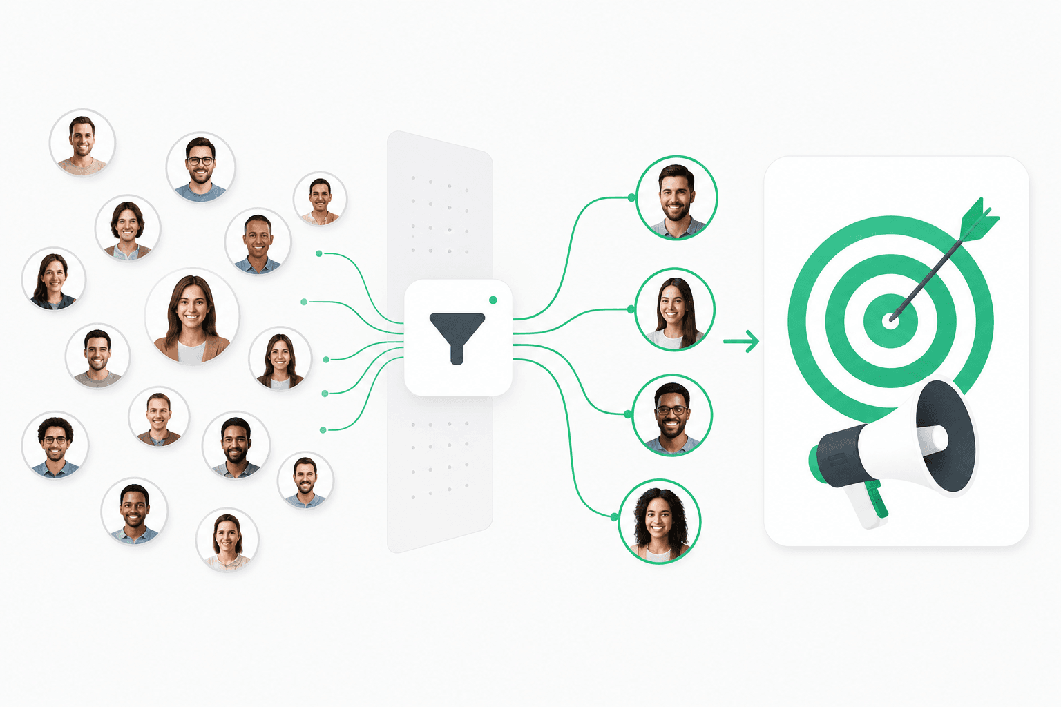 Contatos organizados e segmentados por tags e etapas da jornada do cliente